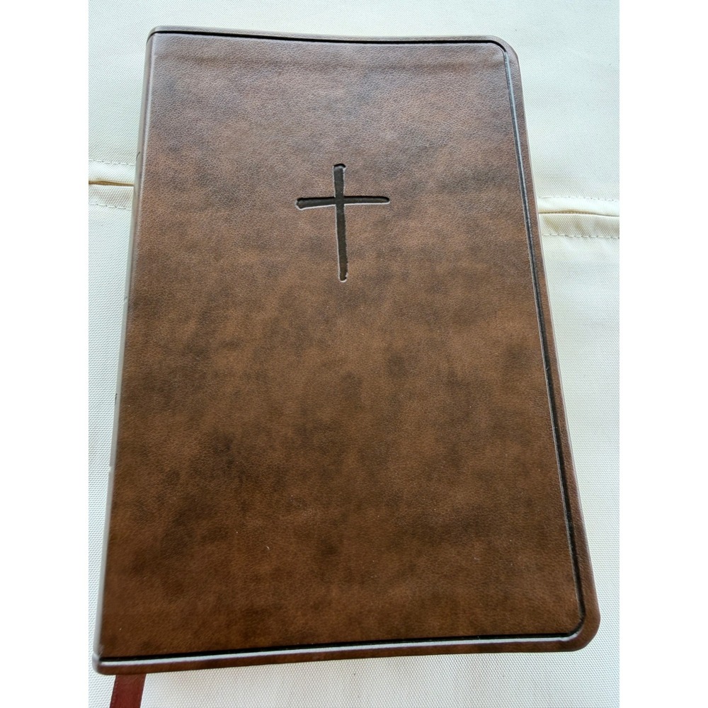 Holman KJV Holy Bible Brown Leather Compact Cross Design Ribbon Marker